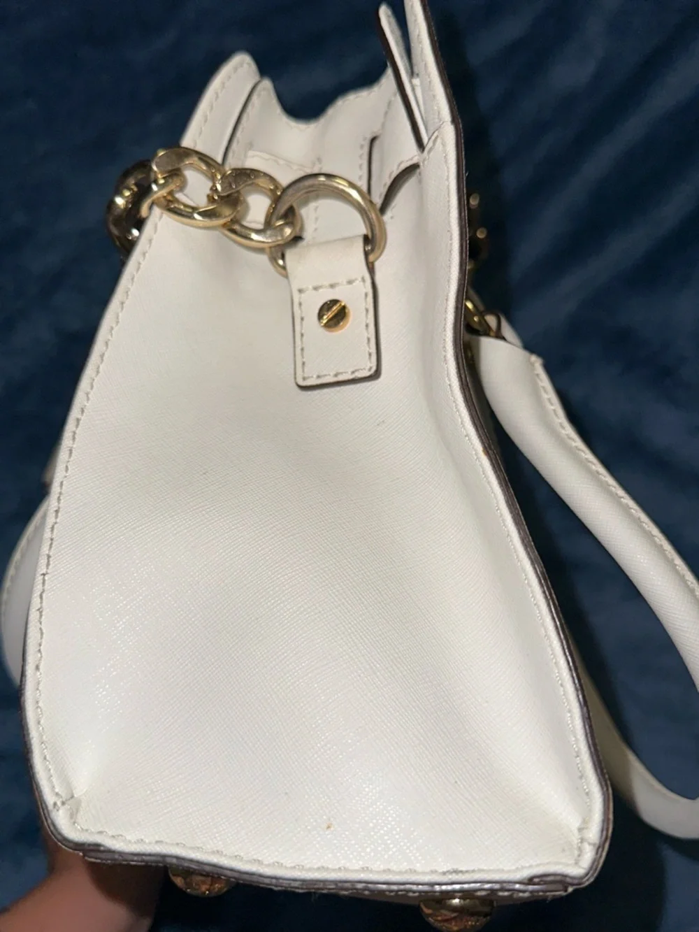 Michael Kors Cream Saffiano Leather Satchel with Gold Hardware - Picture 8 of 13